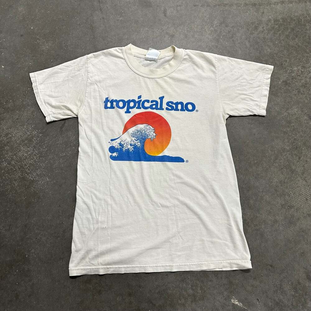 Vintage Surfwear Tropical Sno Graphic T-Shirt White Heavy Cotton